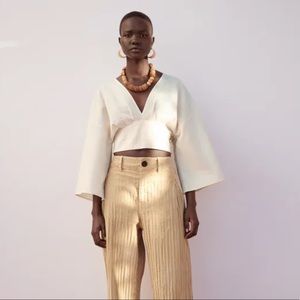 Zara tailor waist cropped blouse